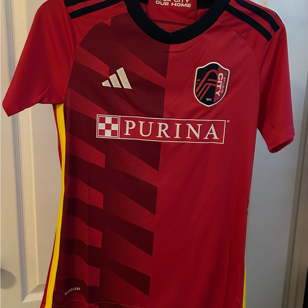 Adidas Red and Yellow Soccer Jersey with Team Crest